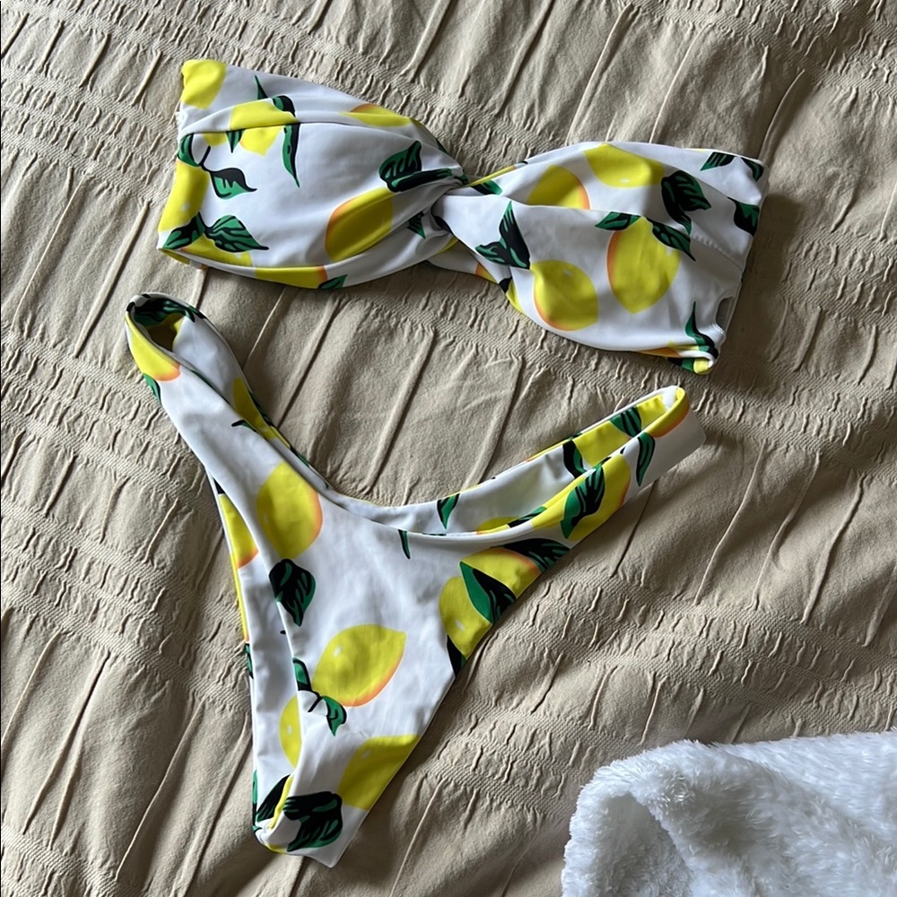 Lemon Print Bikini Set